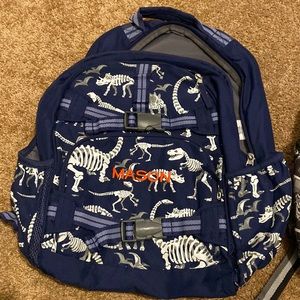 Pottery Barn Kids Dinosaur Large glow in the dark backpack - “Mason” embroidered